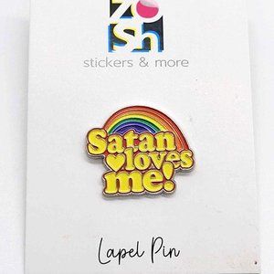 Satan Loves Me Rainbow Pin Badge Brooch
